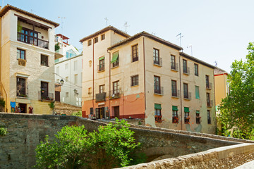Fototapeta na wymiar Old street (Carrera del Darro) in Granada, Andalusia, Spain.