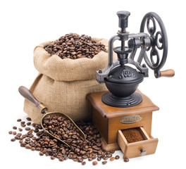 Still life with coffee isolated on white