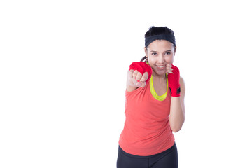 boxer woman during boxing exercise
