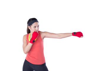 boxer woman during boxing exercise