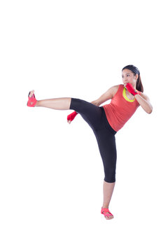 boxer woman during boxing exercise