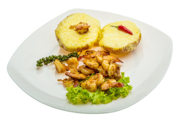 Garlic shrimps with potato