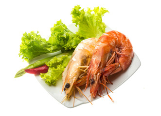 Boiled king prawns
