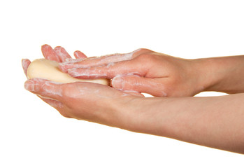 Female hands with the soap