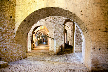 Passage way inside of Gjirokaster Citadel,  Albania.