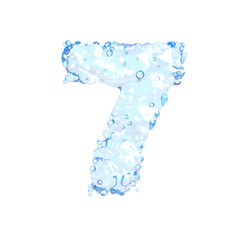 Fresh water alphabet on white (number 7)