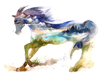 Abwaschbare Fototapete Gemälde Pferd