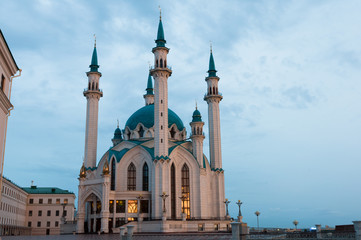 Mosque "Kul Sharif" at night in Kazan Kremlin, Tatarstan, Russia