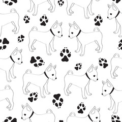 Russian Toy Terrier, seamless pattern with dogs.