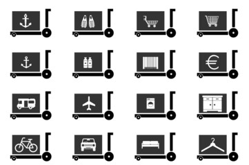 Symboles dans 16 chariots de livraison