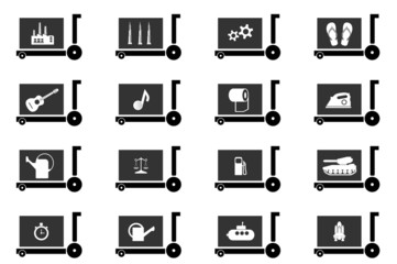 Symboles dans 16 chariots de livraison
