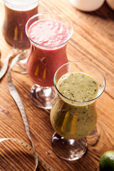 Healthy diet, protein shakes and fruits