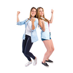 Lucky girls  over isolated white background