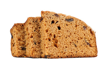 Sliced Spice Cake Isolated on White Background