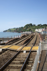 Fototapeta na wymiar Coastal railway line at Dawlish Devon England UK