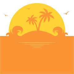 Fototapeta na wymiar Orange palm island