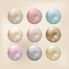 Set of pearls of different colors.