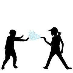 Kids playing with water gun