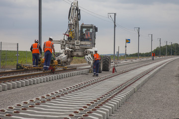 chantier de pose de rails