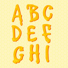 Honey alphabet. Vector letters set.