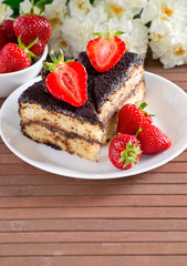 Celebratory cake with strawberries