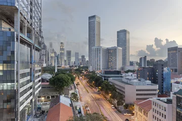 Afwasbaar behang Singapore Stadsgezicht van Singapore vanaf Beach Road