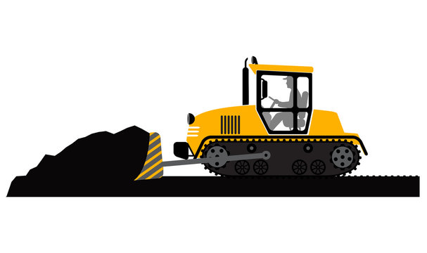 Bulldozer Working On A White Background