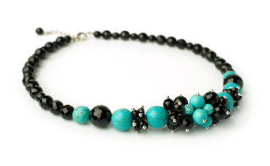 necklace of turquoise and black onyx