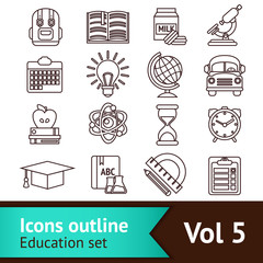 Education Icons Outline