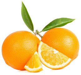 orange fruits with green leaves