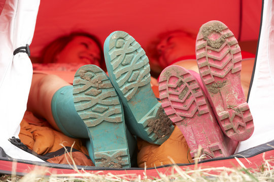 Young friends on camping trip