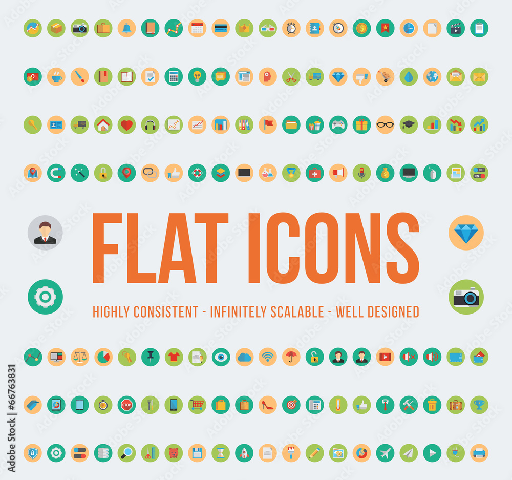 Poster web and ui flat icons set - lushicons