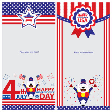 American Independence day template card sets