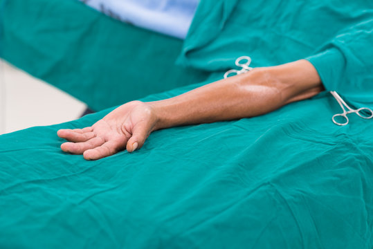 patient lay down on the bed ready for operation