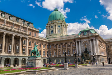 Fototapeta premium Budapest, Buda Castle or Royal Palace with horse statue, Hungary