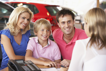 Family buying new car