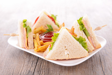 sandwich and fries