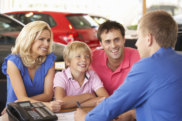 Family buying new car