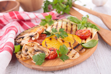 grilled vegetables on board