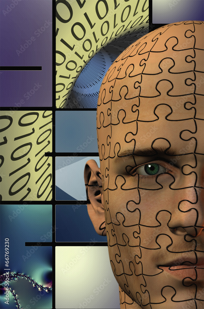 Poster puzzle man binary abstract background