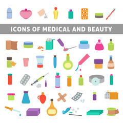 flat icons for medicine and beauty