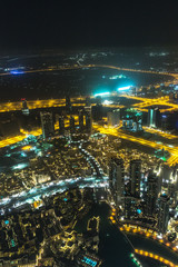 Fototapeta na wymiar Address Hotel at night in the downtown Dubai area overlooks the