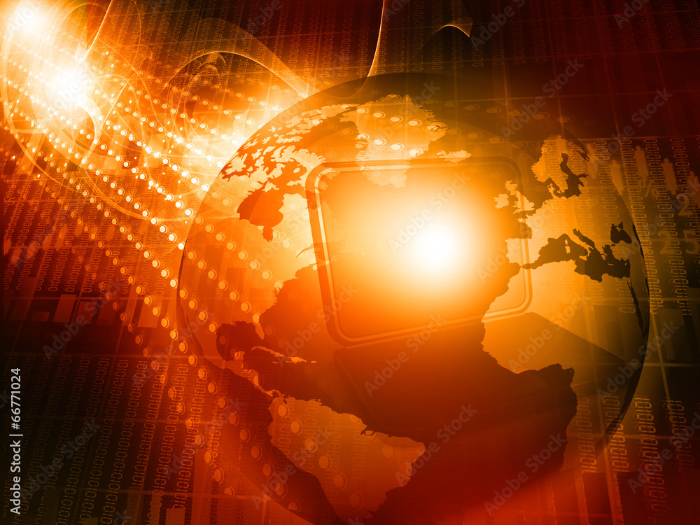 Poster digital world on abstract background
