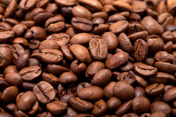 coffee beans close up isolated on white
