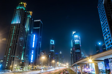 Obraz premium Dubai Dowtown at ngiht, United Arab Emirates