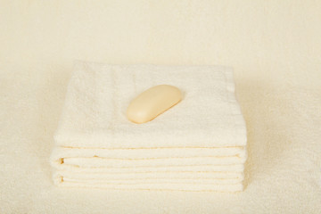 Soft fluffy towels and soap