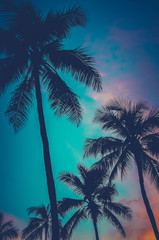 Retro-Sonnenuntergang-Hawaii-Palmen
