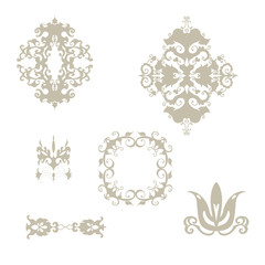 Set of damask patterns elements