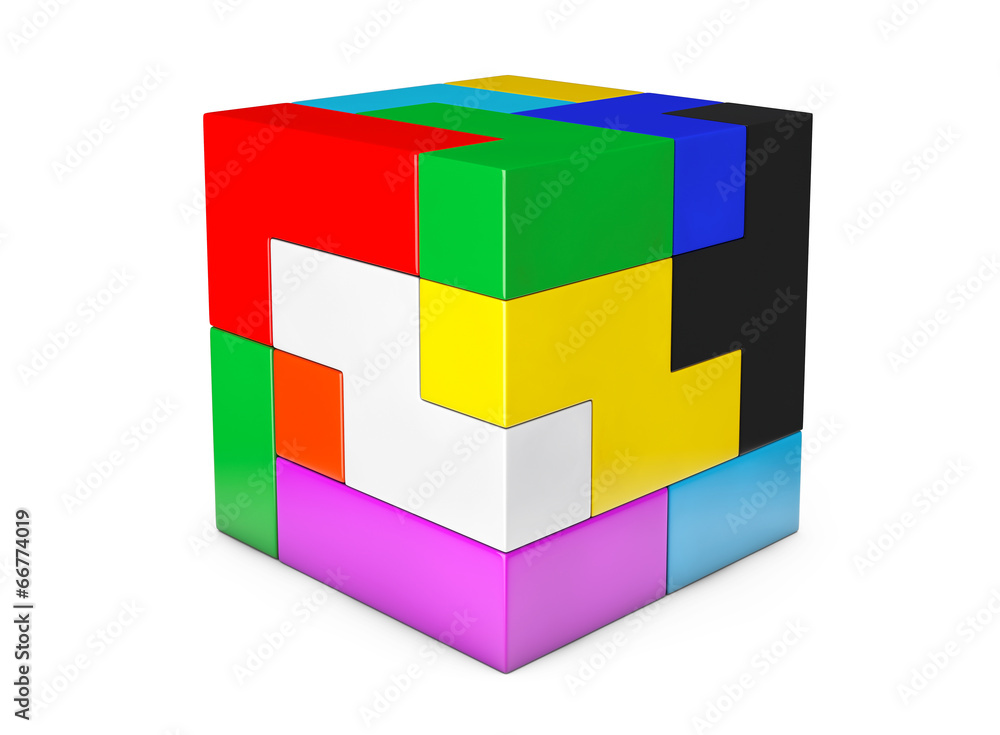 Poster multicolour cube brain teaser game