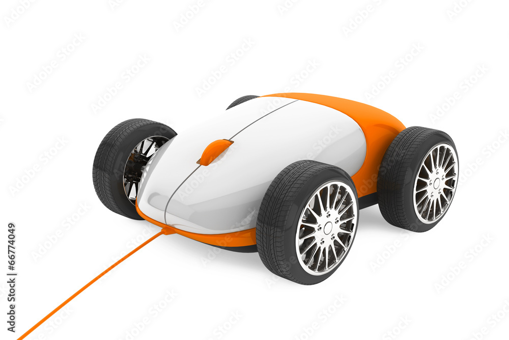 Poster computer mouse on a wheels